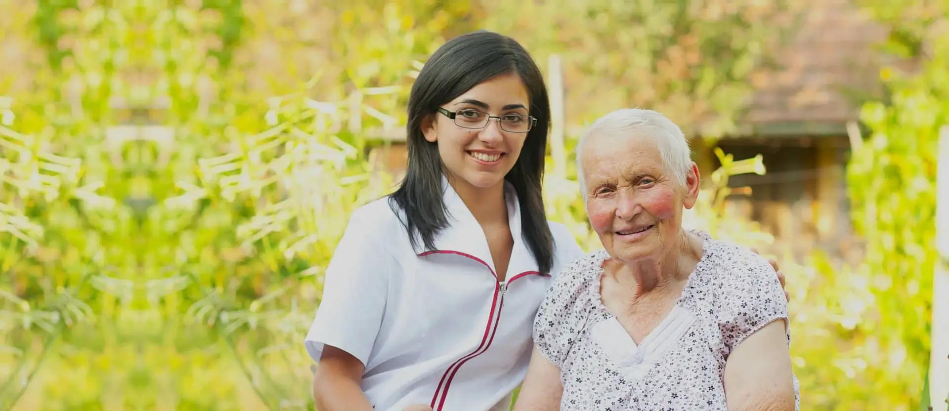 caregiver and patient smiling